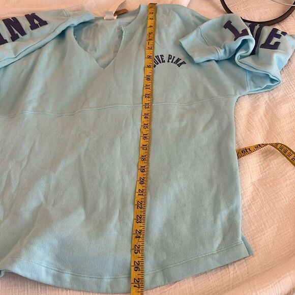 Victoria's Secret PINK Blue W/Logo Varsity Notch Sweatshirt, size XS , NWT - Picture 9 of 9